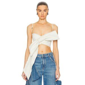 Blumarine White Crop Top with Bow Detail